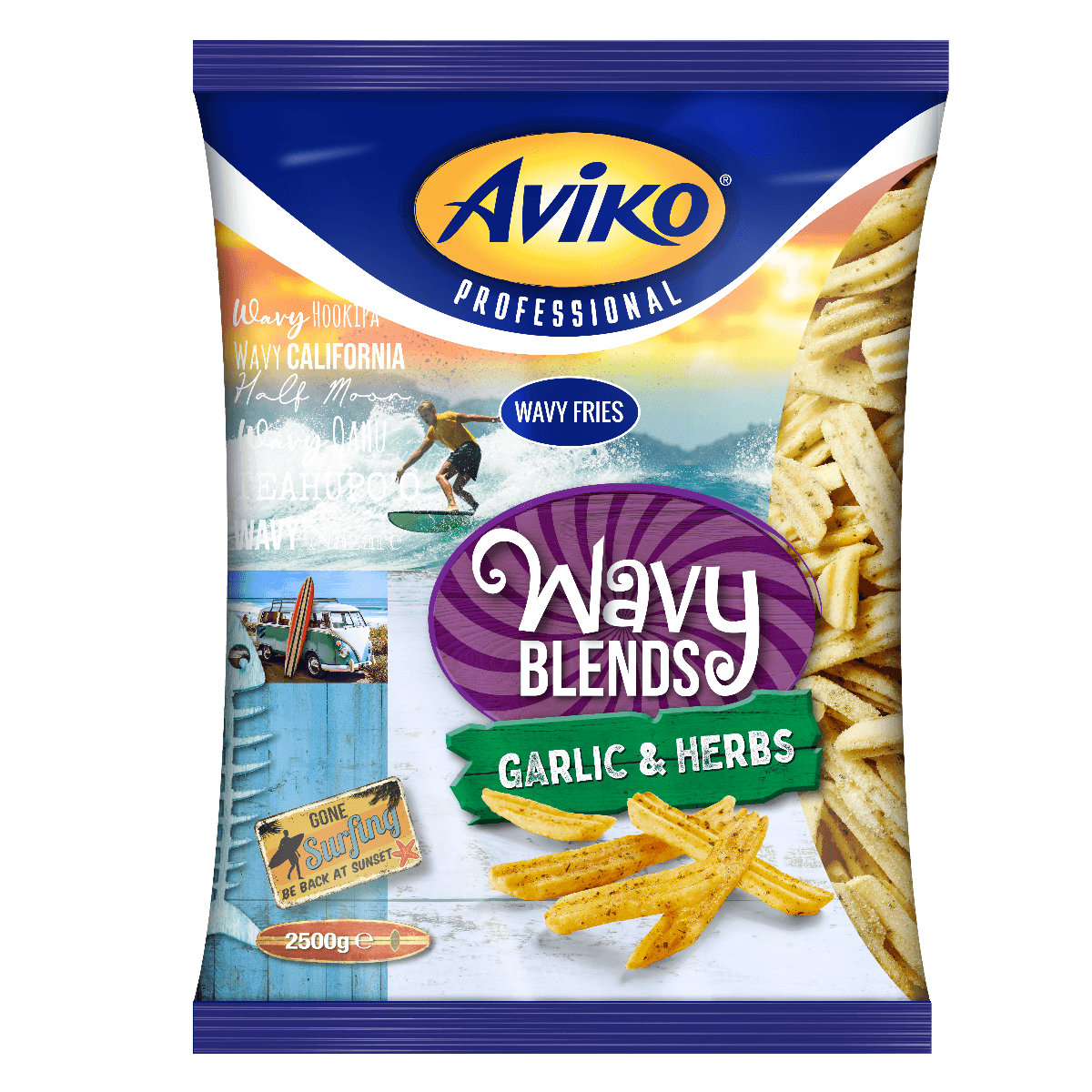 Aviko Wavy Blends Garlic&Herbs hullamos_burgonyahasabok_ropogos_fokhagymas-zoldfuszeres_bevonattal